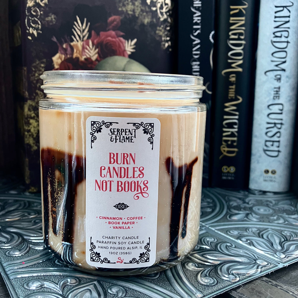 Burn Candles Not Books (Ready to Ship) Serpent & Flame Candle Co