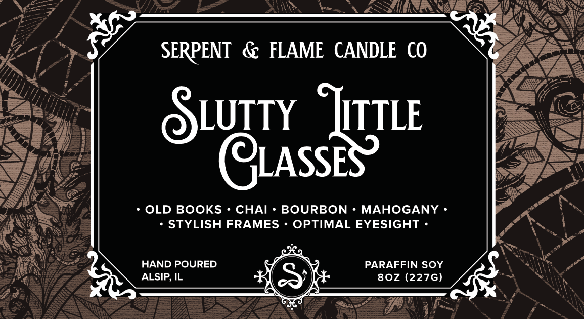 Slutty Little Glasses Candle, Old Books Chai Bourbon