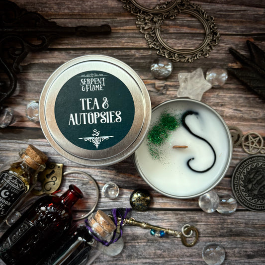 Tea and Autopsies Candle, Lemon Earl Grey Pine