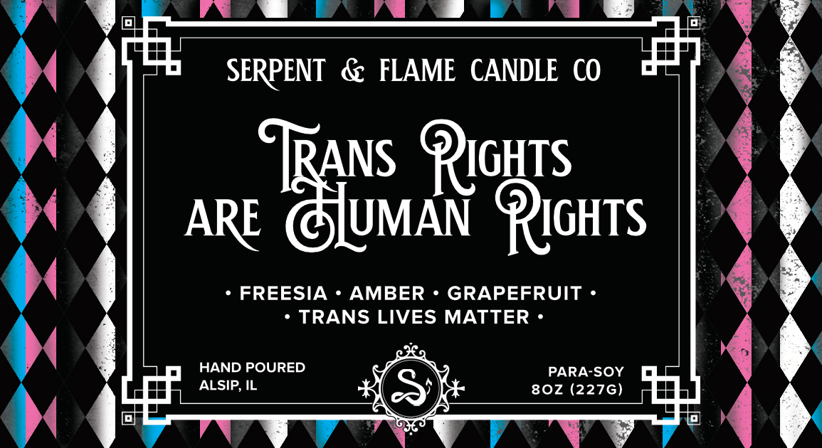 Trans Rights Are Human Rights Candle, Freesia Amber