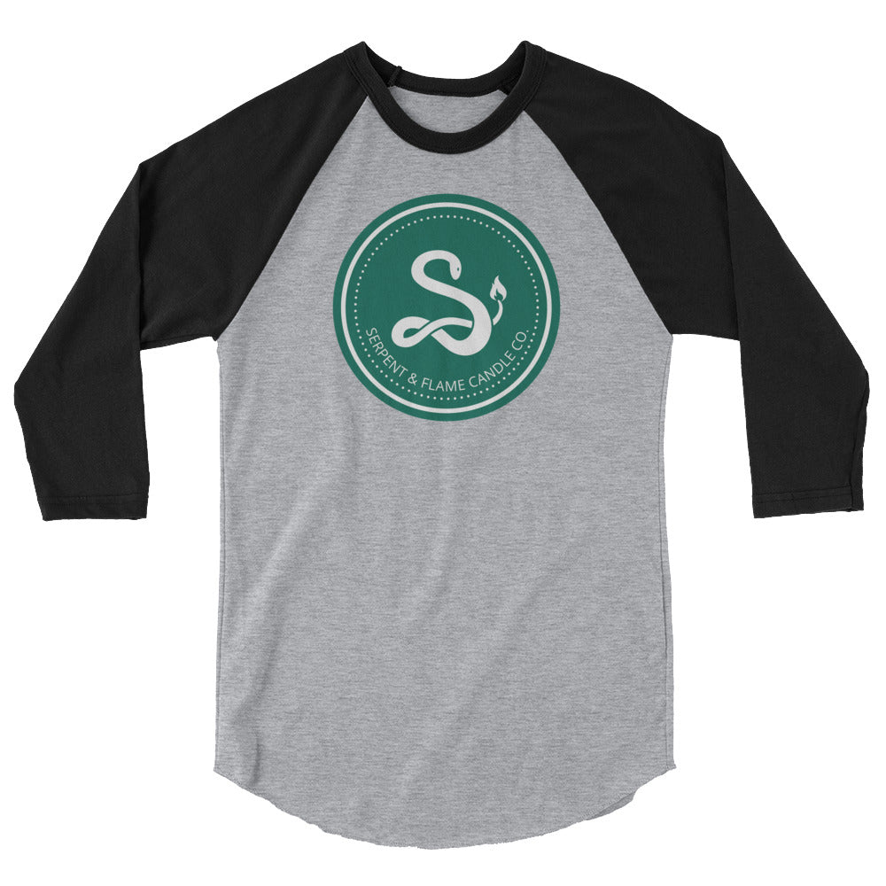 Serpent and Flame Round Logo 3/4 sleeve raglan shirt