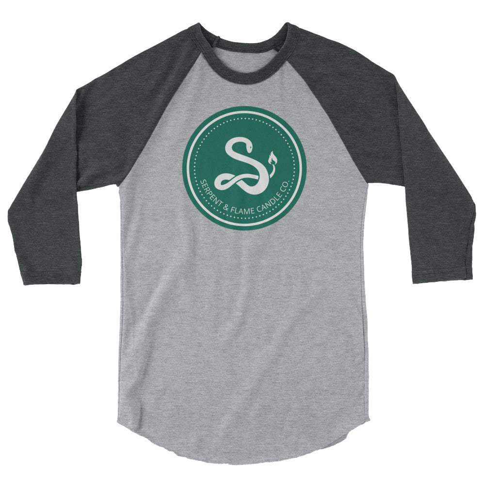 Serpent and Flame Round Logo 3/4 sleeve raglan shirt