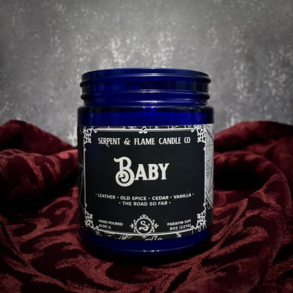 Baby Candle, Leather Cedar Old Spice