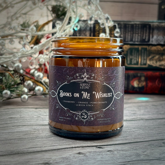 Books on My Wishlist Candle, Pomegranate Cranberry Orange