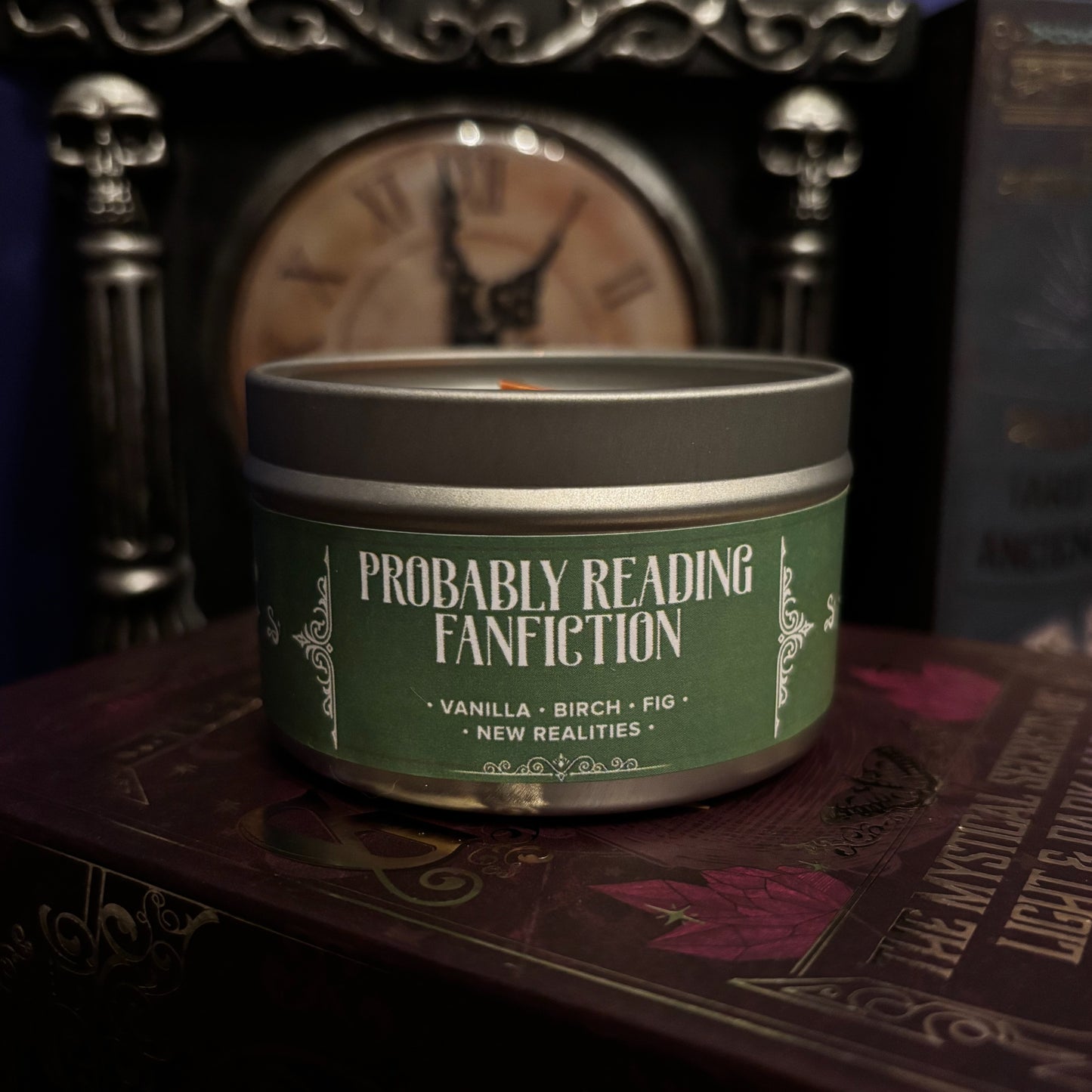 Probably Reading Fanfiction Candle, Vanilla Birch Fig