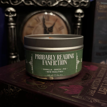Probably Reading Fanfiction Candle, Vanilla Birch Fig