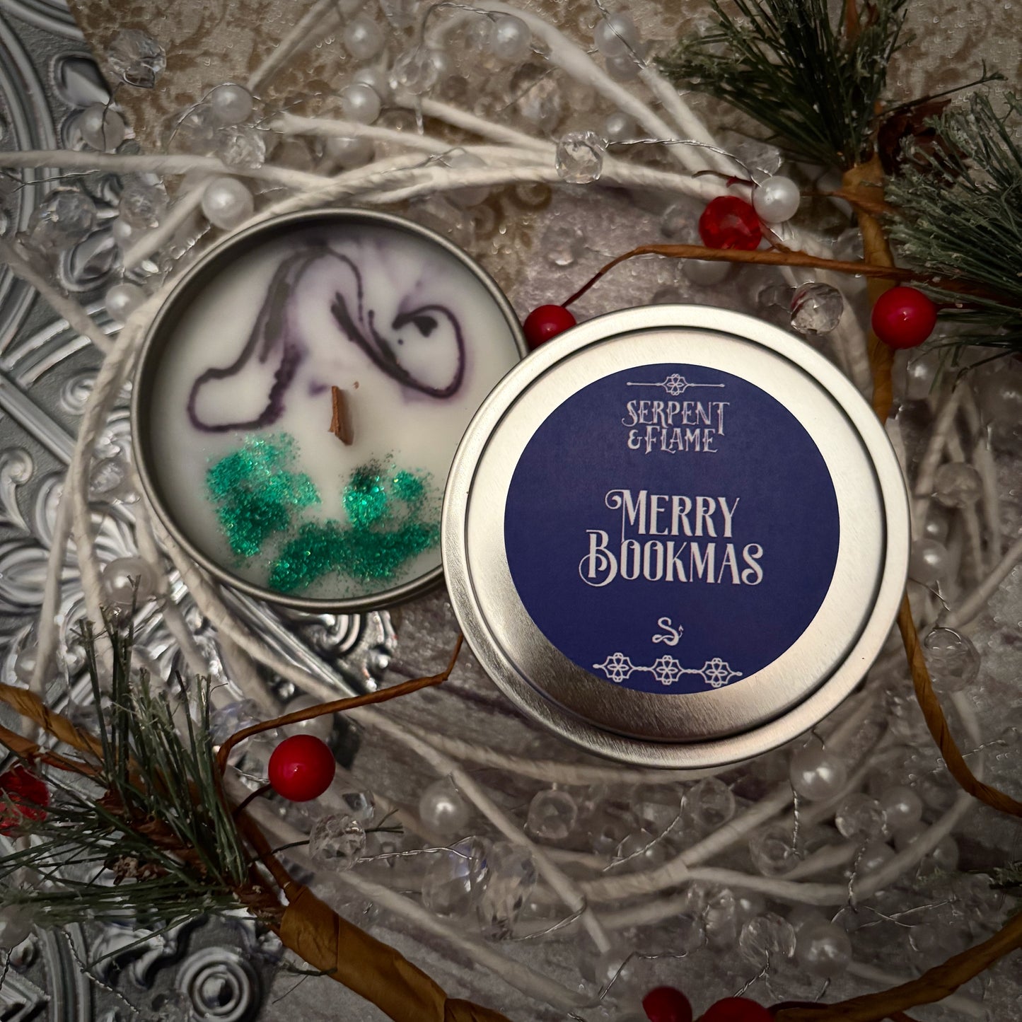 Merry Bookmas Candle, Plum Thyme Cinnamon