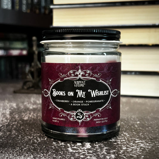 Books on My Wishlist Candle, Pomegranate Cranberry Orange