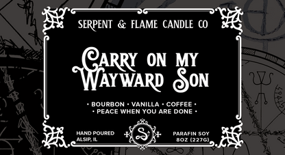 Carry On My Wayward Son Candle, Bourbon Vanilla Coffee