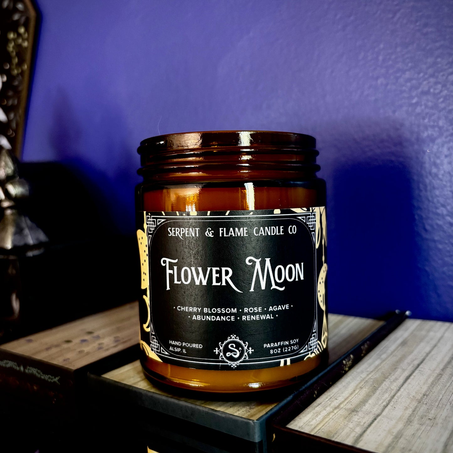 Flower Moon Candle, Cherry Blossom Rose