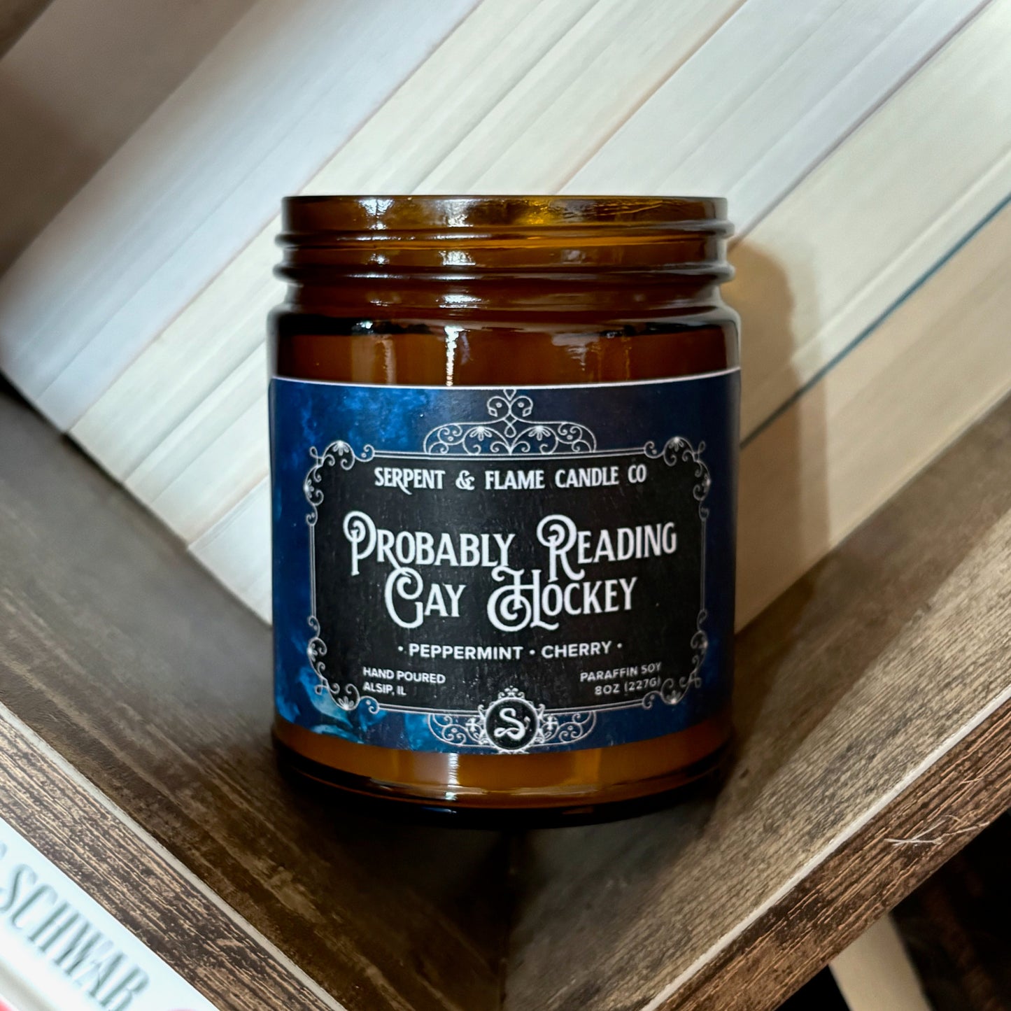 Probably Reading Gay Hockey Candle, Mint Cherry