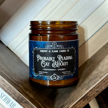 Probably Reading Gay Hockey Candle, Mint Cherry