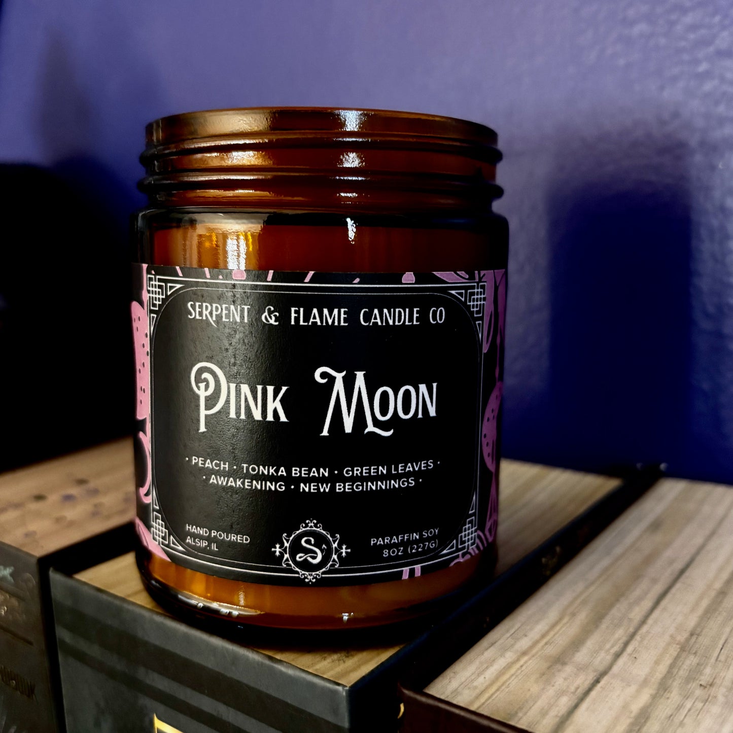 Pink Moon Candle, Peach Tonka