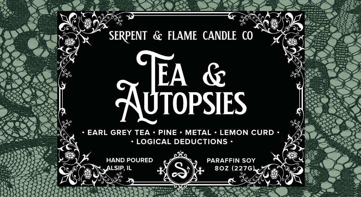 Tea and Autopsies Candle, Lemon Earl Grey Pine