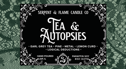 Tea and Autopsies Candle, Lemon Earl Grey Pine