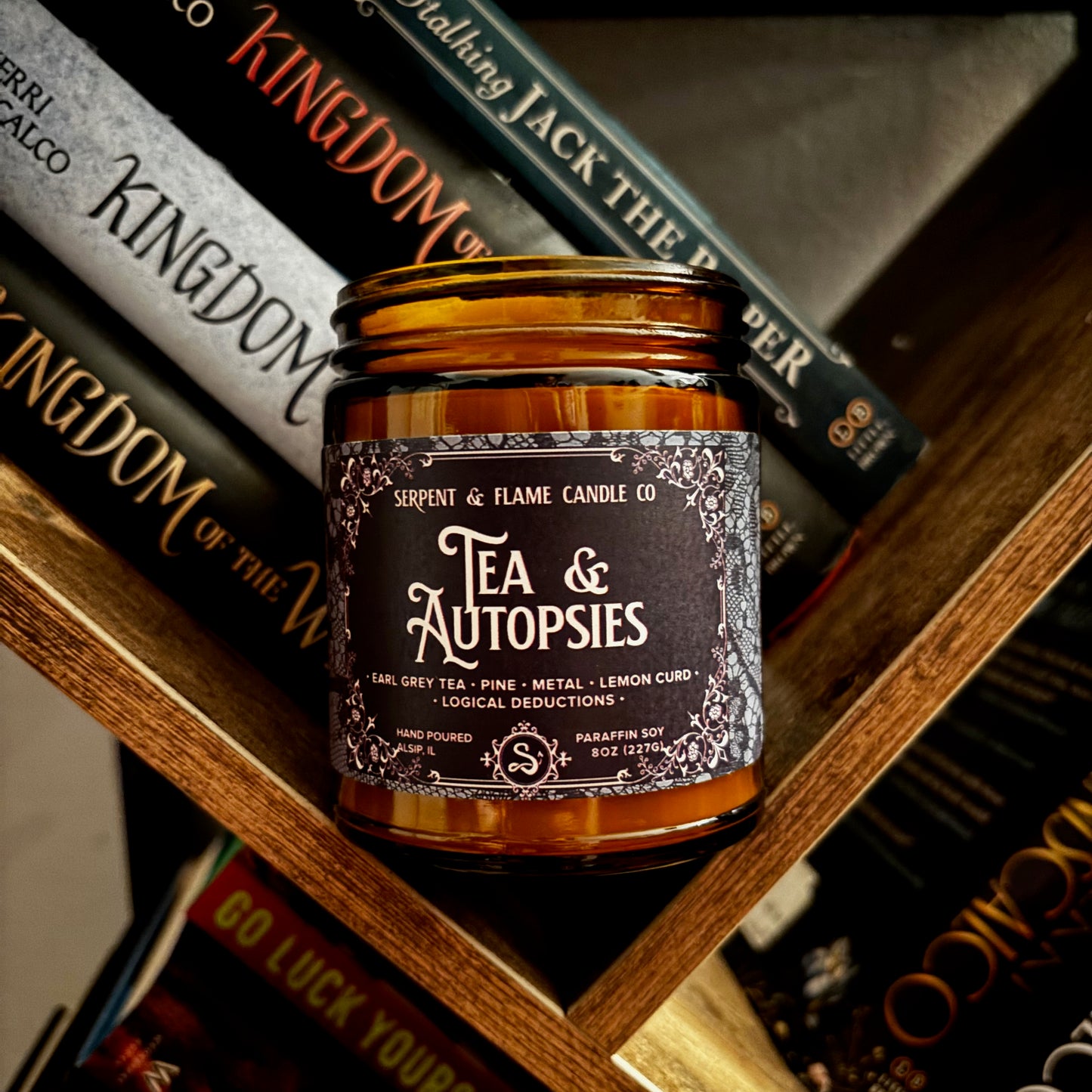 Tea and Autopsies Candle, Lemon Earl Grey Pine