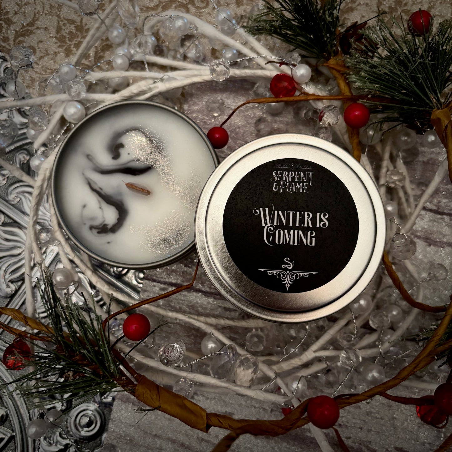 Winter is Coming Candle, Peppercorn Mint Oakmoss