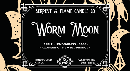 Worm Moon Candle, Apple Lemongrass Sage