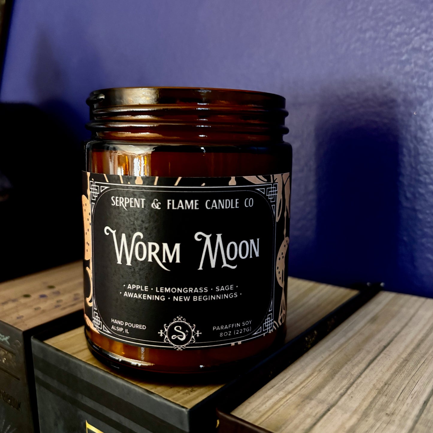 Worm Moon Candle, Apple Lemongrass Sage