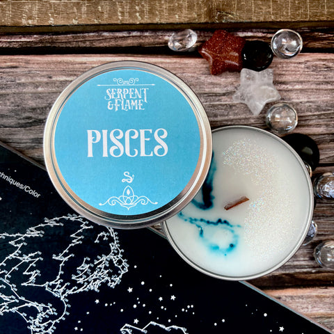 Zodiac Pisces Candle, Amber Plum Citrus