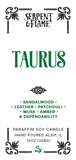 Zodiac Taurus Candle, Sandalwood Patchouli