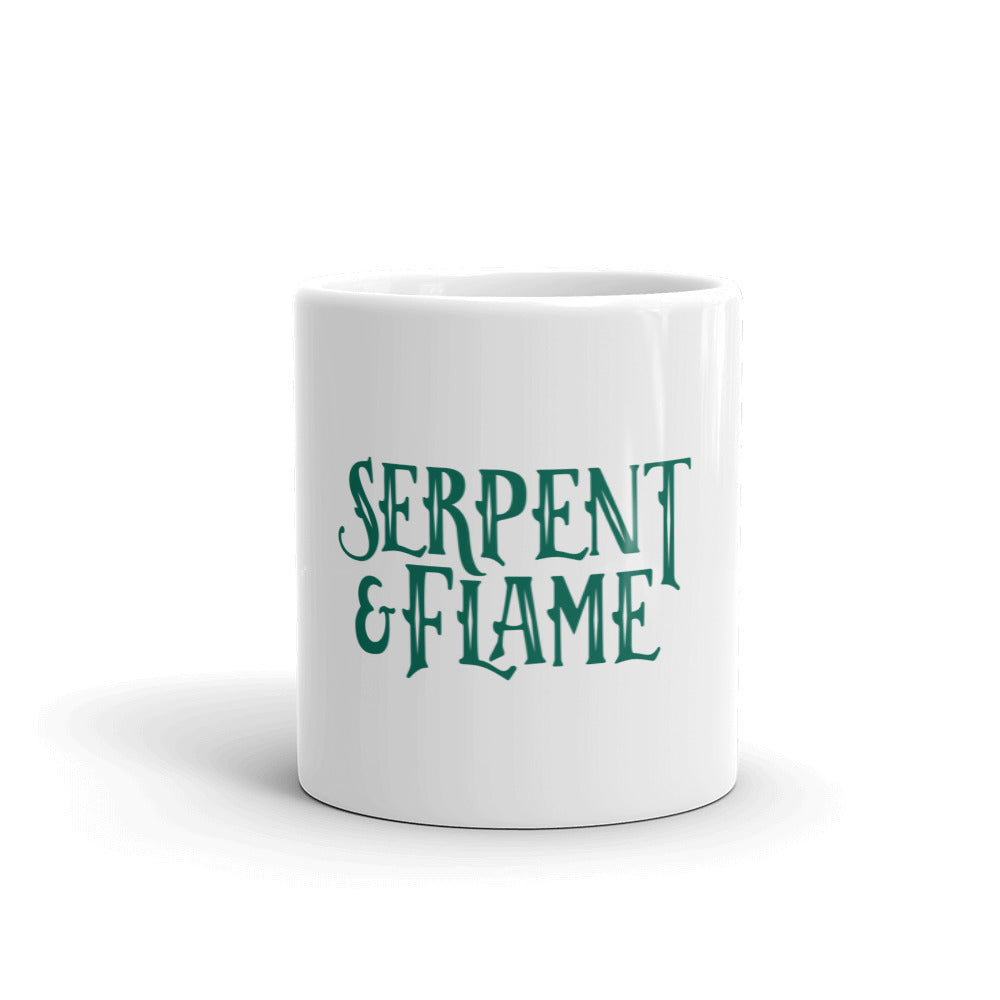Serpent and Flame Logo White glossy mug