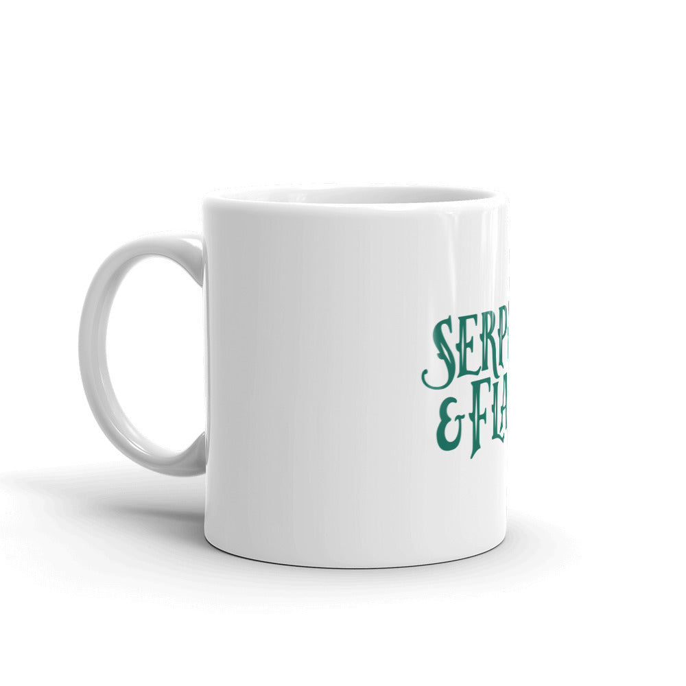 Serpent and Flame Logo White glossy mug