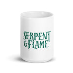 Serpent and Flame Logo White glossy mug