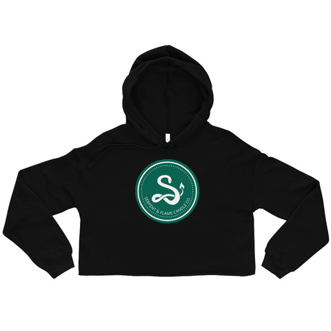 Serpent and Flame Round Logo Crop Hoodie